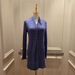 Alashan Cashmere Breezy Cable Duster Featherweight 32" Cardigan Navy M/S;NWT$340